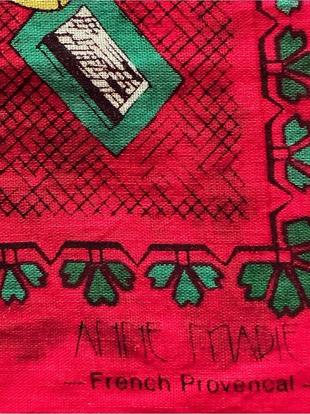 Anne Marie French Provençal Cotton 34” Scarf Holiday Christmas Scene Vintage